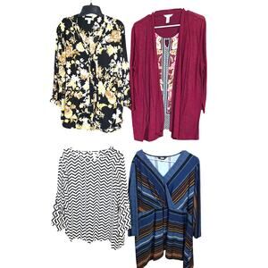 Womens Extra Large 16 18 Tops Shirts Blouses Sweaters Wholesale Bulk Lot of 4 XL